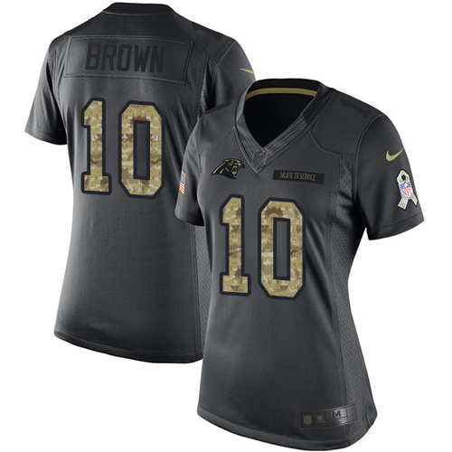 Women's Limited Corey Brown Nike Jersey Black - #10 2016 Salute to Service NFL Carolina Panthers